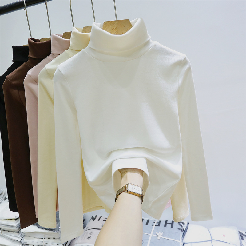 High-Neck Base Layer Women's 2025 Autumn and Winter Long-Sleeve Slim Cotton Inner Top for Spring and Autumn Single Wear