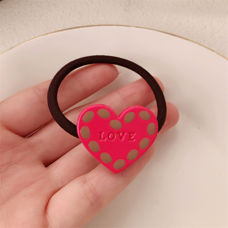 Corea del Sur color contrastante amor sonrisa banda de base de alta elasticidad simple anillo de cabello de alta sensación de cabello atado cuerdas de cabello adornamiento para el cabello