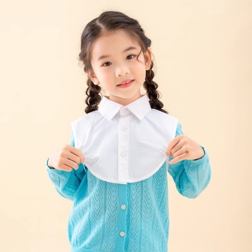 Children's White Collar Shirt Collar for Boys and Girls Baby Knit Sweatshirt Cotton Decorative Collar Versatile Base Collar