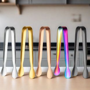 Manufacturer 304 Stainless Steel Sugar Cube Tongs Food Tongs Ready-Made Thickeneded Burr-Free Ice Cube Ice Bucket Tongs Ice Tongs Small Tongs