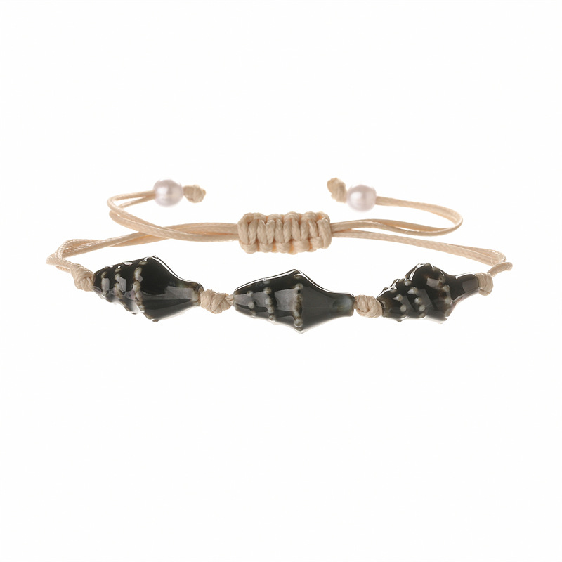 Pulsera de cerámica de caracola pequeña de color europeo y americano transfronterizo, accesorios para niñas frescos y versátiles, pulseras con cuentas, stock de fabricantes