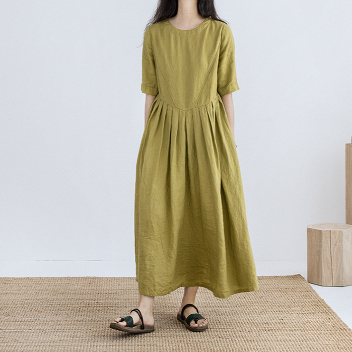 2025 Natural Improved Retro Victoria Series Linen Temperament Loose Short Sleeve Dress 2025 Natural Improved Retro Victoria Series Linen Temperament Loose Short Sleeve Dress