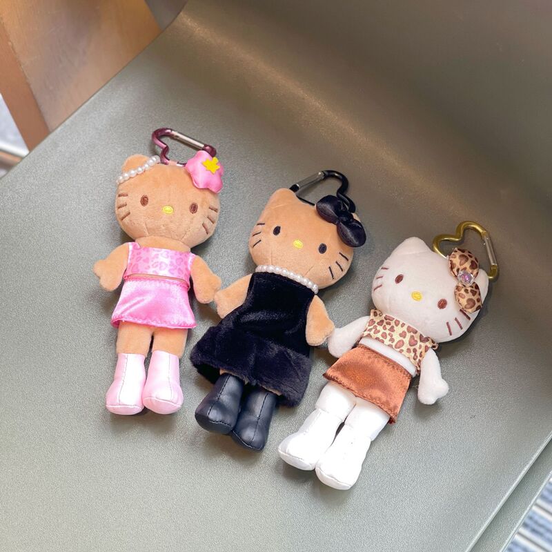 黑皮长腿小香风包包毛绒小挂件hellokitty书包猫咪挂饰KT公仔批发|undefined