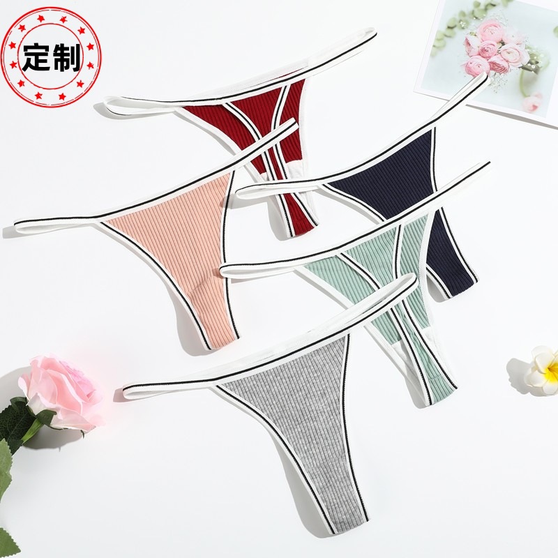 Nuevo producto bragas en forma de tanga para niñas, tanga de hilo cómodo, tanga de algodón transpirable de cintura baja para mujer, procesamiento personalizado