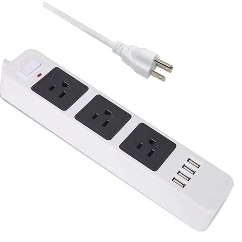 热销款JW301三孔3U美式两插美规专用孔插座防雷带过载USB插排