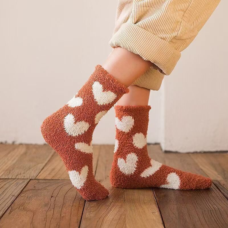Otoño y invierno espesar coral calcetines de calcetines de calcetines de cama de peluche para niños y niñas cálidas en el hogar