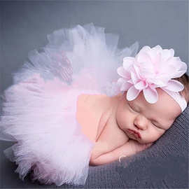 新款儿童雪纺花宝宝套装 婴儿摄影纱裙蓬蓬裙 儿童tutu裙发带套装