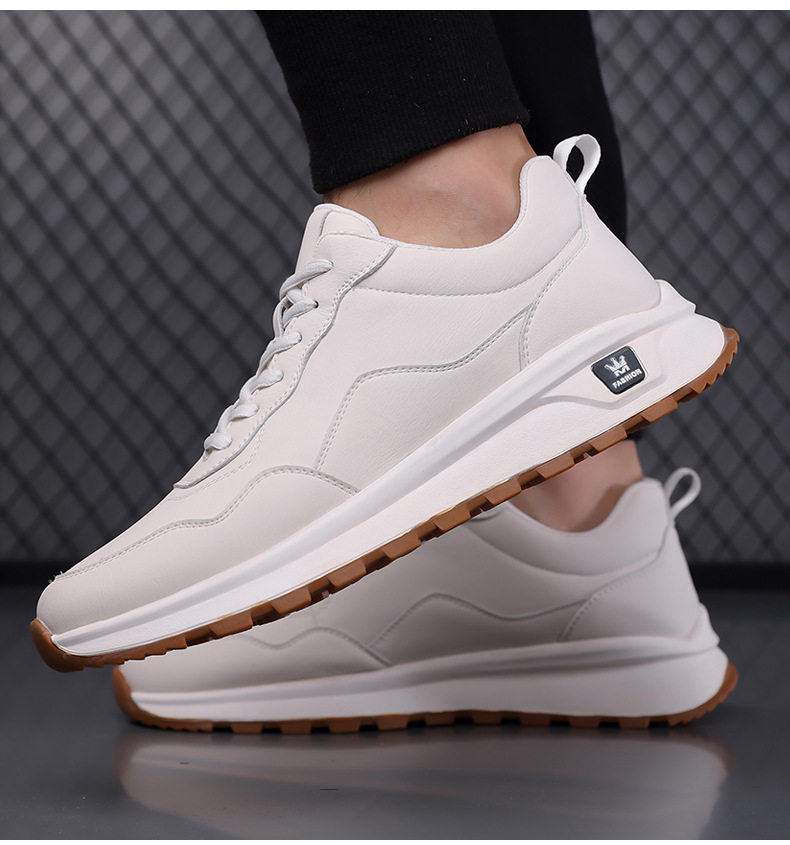 Giày thể thao nam sneaker cổ thấp đế dày, dây buộc, mũi tròn, phong cách năng động — GX129 màu trắng, GX129 màu đen chi tiết 16
