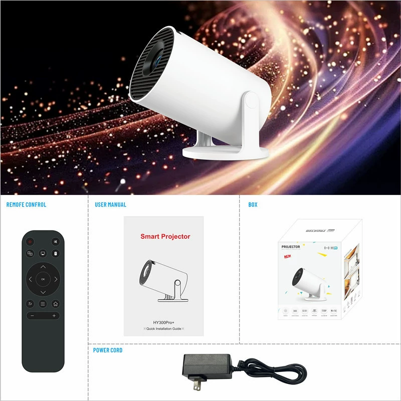 [跨境新款HY300pro ultra便携式投影仪H713安卓炮筒跨境高清投影机]