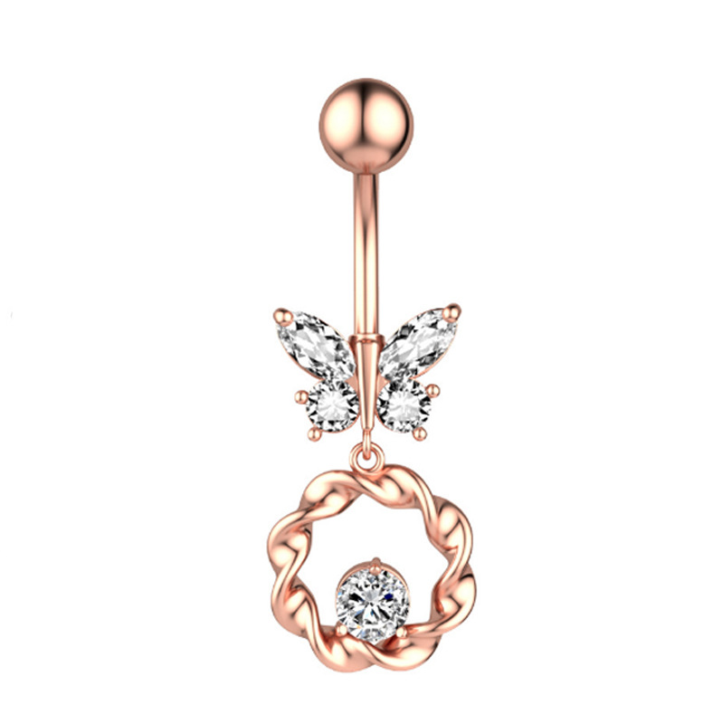 Butterfly Zircon Belly Button Ring Belly Button Nail Piercing Jewelry display picture 4