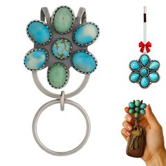 Turquoise Bloom Bag Clip Key Holder 绿松石色花朵包夹钥匙扣