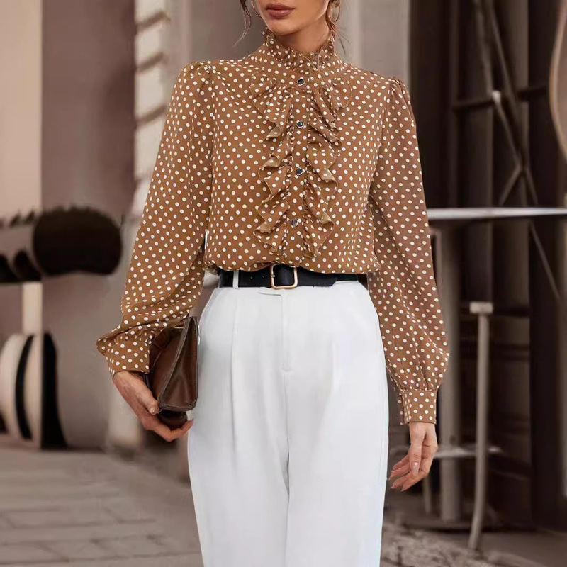 2025 Early Spring Sweet and Chic Top French Lace Collar Fashion Shirt Women's Design Niche Long-Sleeved Shirt