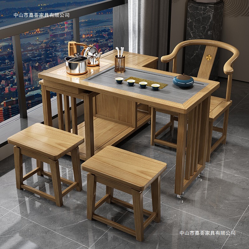 無垢材バルコニーティーテーブルと椅子の組み合わせ家庭用お茶中国風の小さなコーヒーテーブルレジャー新しい中国風の小さなティーテーブルティーテーブル|undefined