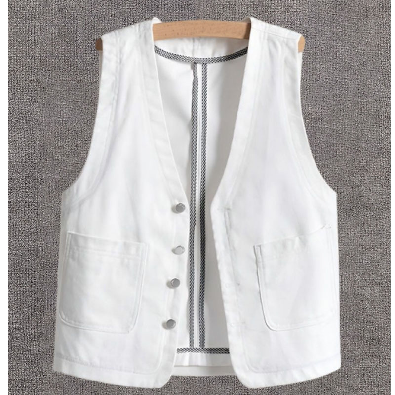 Versatile and Stylish Women's Vest, New Popular Summer Jacket, White Denim Vest, Thin Outerwear for Women