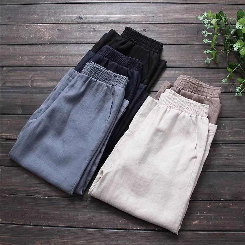 Summer trousers, oversize, plus size, bright catchy style, cotton and linen, loose fit