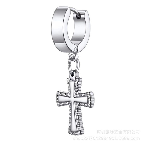 Factory direct sales cross-border new cross pendant earrings stainless steel three-color earrings Amazon AliExpress