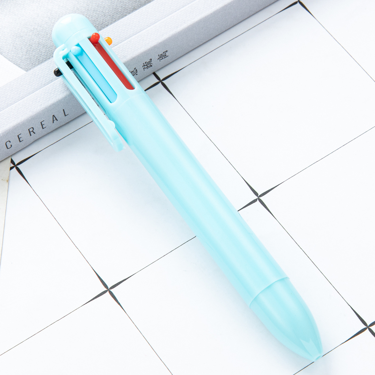 Bolígrafo de plástico multicolor creativo tipo de prensa 6 colores en uno bolígrafo de color para estudiantes papelería bolígrafo multifuncional