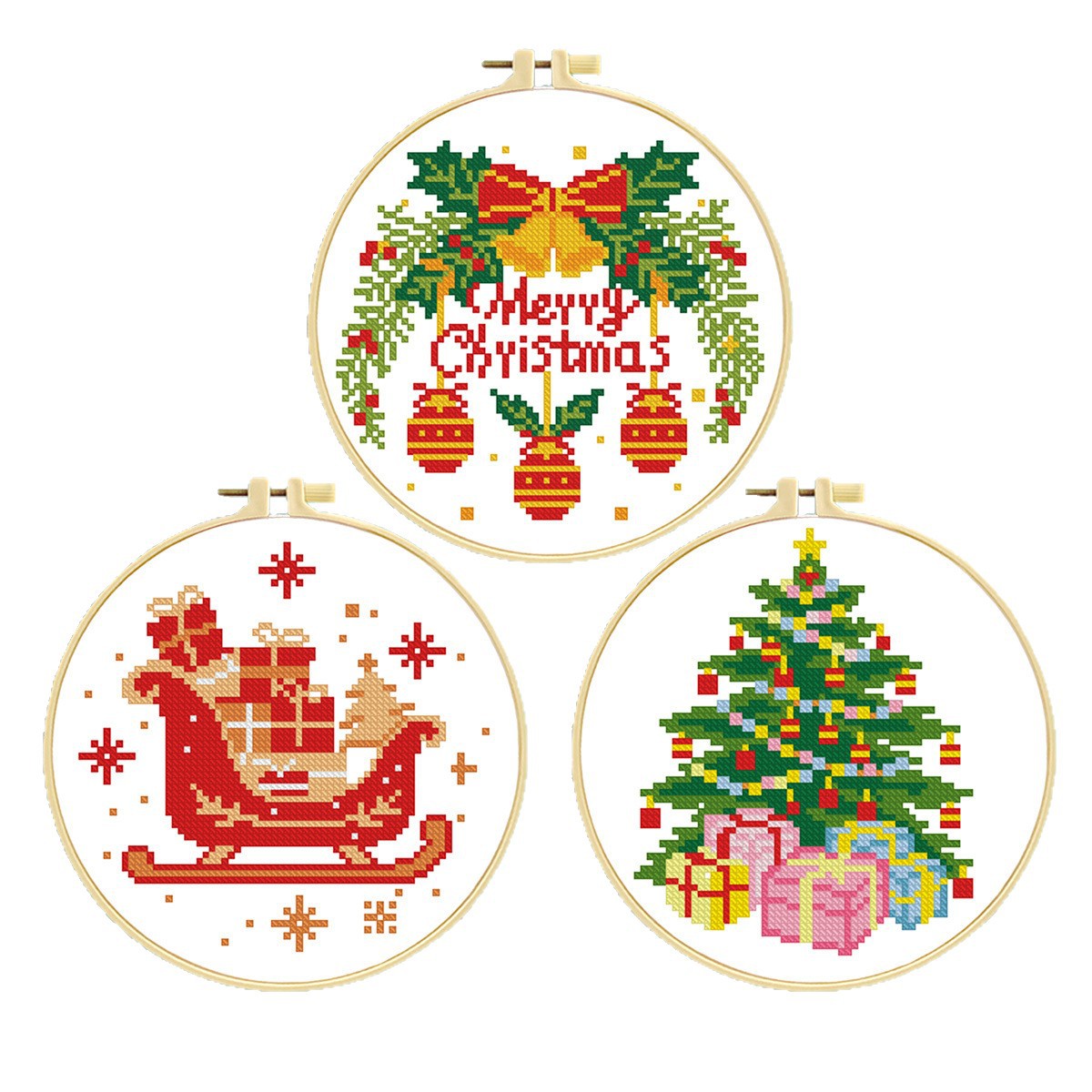 Traje de punto de cruz transfronterizo Colección de Navidad 4 decoraciones pequeñas de punto de cruz de edición limitada de vacaciones