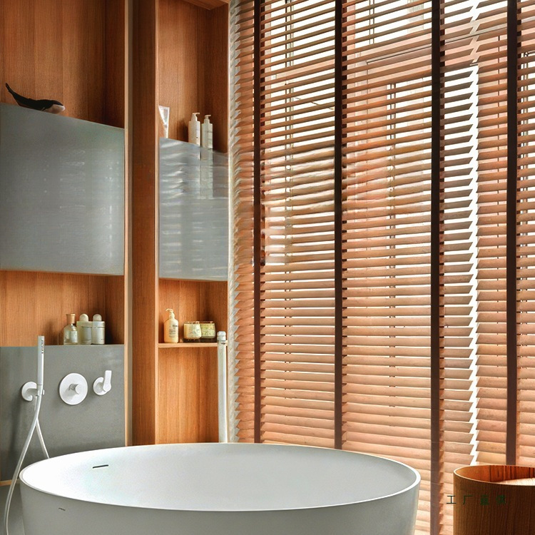 Wooden Blinds 2025 New Solid Wood Medieval French Style Wood Style Blackout Sunshade Circulation Adjustable Roller Blinds