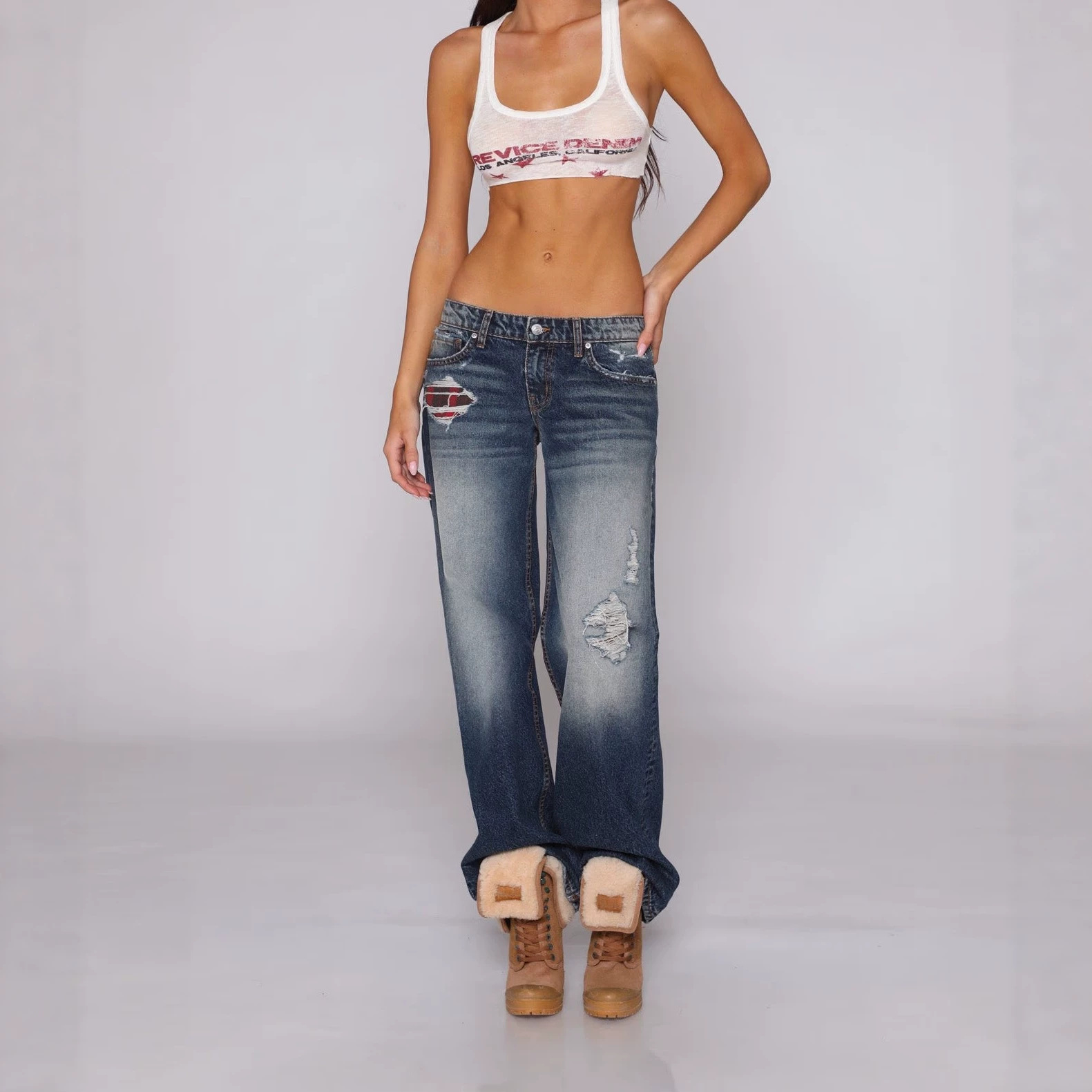 European And American Revice Cross-Border Aliexpress Wholesale Foreign Trade Washed Ripped Jeans For Women, Loose_voghion.com