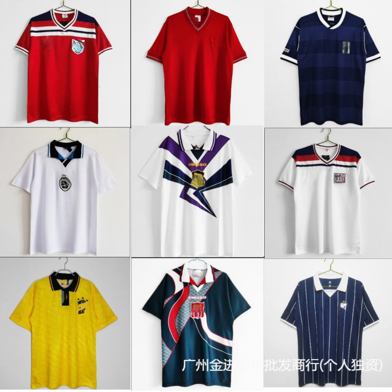 Retro European Cup England Wales Japan South Africa Brazil Series Football Clothes Home and Away Adult Football Clothes