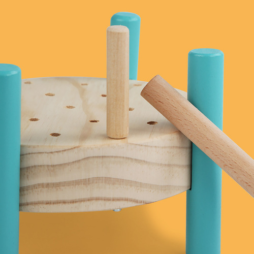 Wooden pile knocking Montessori teaching aids color recognition hand-eye coordination concentration training knocking table educational early education toys