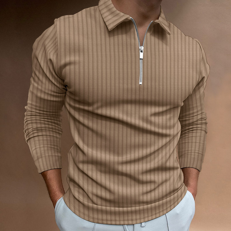 Foreign Trade Autumn New Men's Digital Print Solid Color Striped Zipper Polo Shirt Men's Polo Shirt Foreign Trade Autumn New Men's Digital Print Solid Color Striped Zipper Polo Shirt Men's Polo Shirt