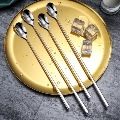 長い柄のコーヒースプーンのデザートスプーンの精巧なコップは小さいスープの調味料の牛乳の攪拌棒のステンレスの攪拌スプーンを使います。
