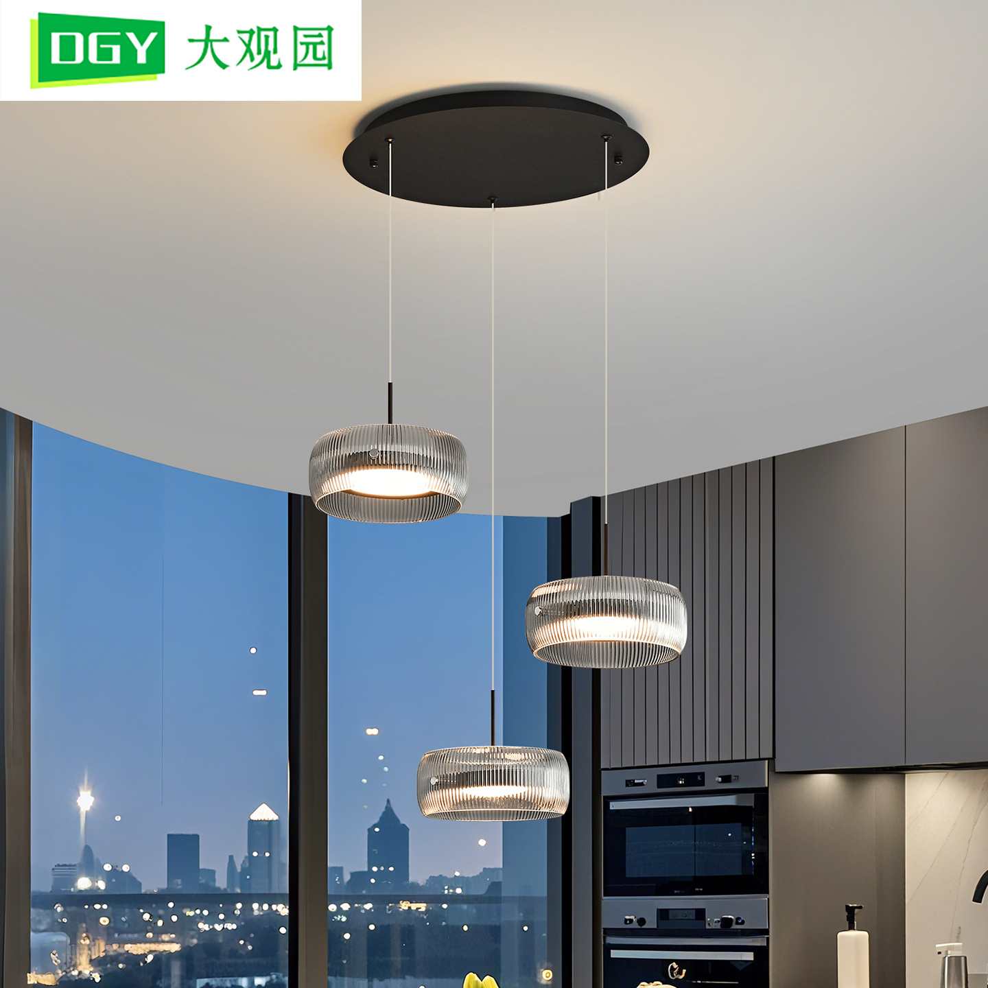 Lámpara del comedor minimalista italiana lámpara de vidrio redonda moderna lámpara de mesa minimalista lujosa luz de comedor de alto nivel 486L