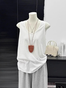 Women's suspender vest wears spring and summer loose and lazy style beautiful back covers the secondary breasts sleeveless bottoming top trendy