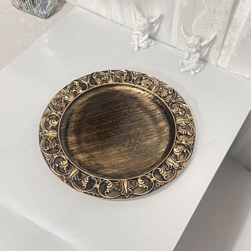 Foreign trade transparent wedding hotel party spray paint craft decorative plastic deep fruit plate golden shiny large bowl