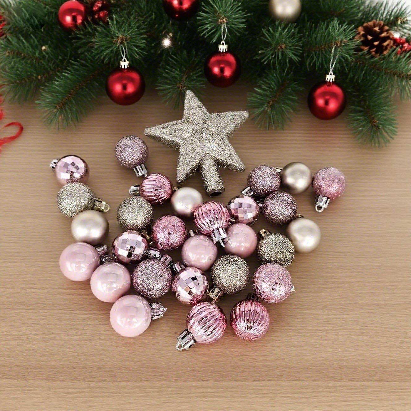 Bolas de Navidad transfronterizas 3cm30PCS árbol estrella top caja de regalo de Navidad árbol de Navidad atmósfera doméstica