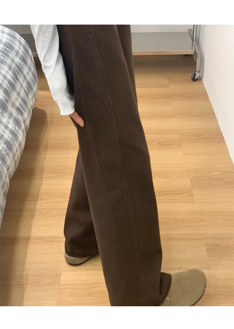 Women's Clothing Brown Maillard High-Waisted Wide Leg Jeans Curved Slimming Straight Leg Pants Loose Fit For Women Spring_ecoleips.com