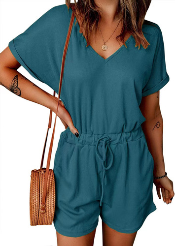 Spring and Summer European and American Women's Fashion Hot Selling Casual V-Neck Flared Sleeve Pocket Bodysuit for Women