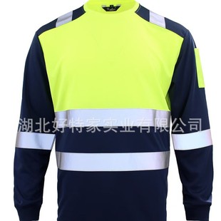 Summer Export Breathable Quick-Drying Reflective Strip Long-Sleeved T-Shirts for Men and Women Spring & Fall Sanitation Workers Safety Clothing Workwear