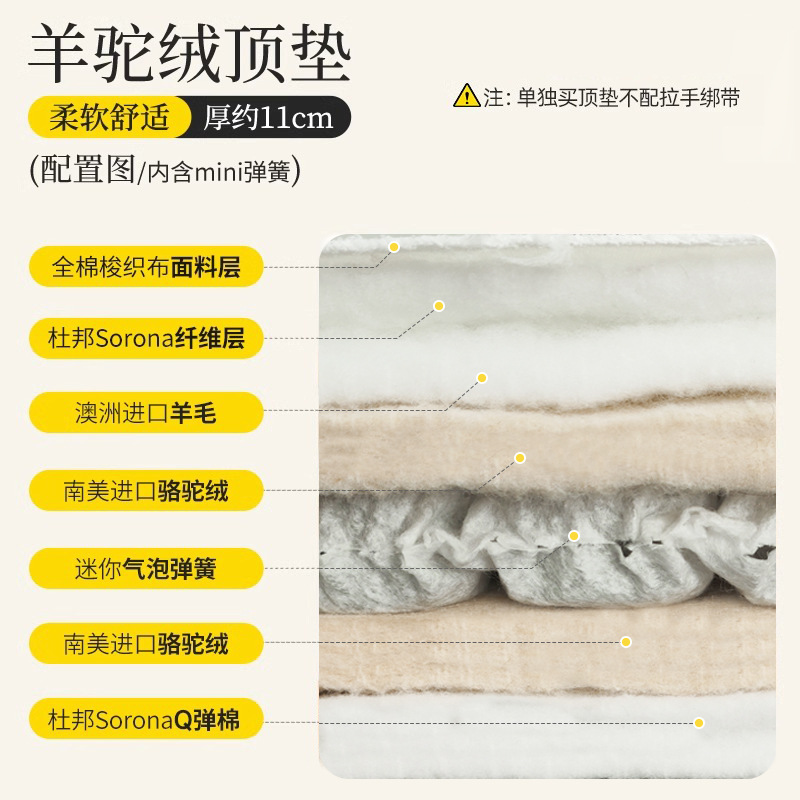 알파카 탑매트는 부드러운 포장(미니 스프링 포함)으로 두께 약 11cm