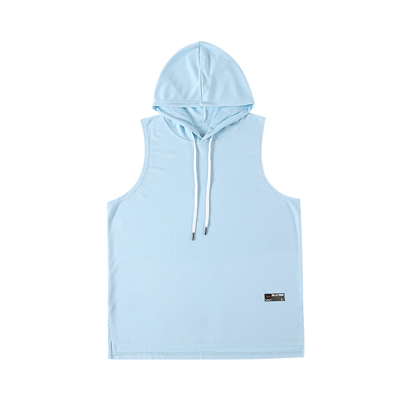 Verano con capucha Chaleco de los hombres al aire libre baloncesto deportes camiseta sin mangas ropa de fitness chaleco suelto camiseta sin mangas de los hombres