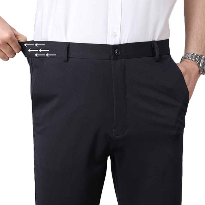 秋冬季中老年男士休闲裤男中年宽松厚款弹力西裤男爸爸装加绒裤子