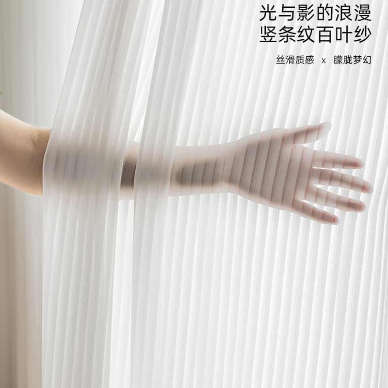 Style Dreamy Vertical Blind Gauze Curtain Finished Product Light-proof And Opaque White Gauze Curtain Light Luxury Modern Living Room Balcony