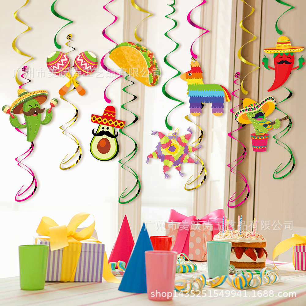 Transfronterizo nuevo mexicano fiesta decoración espiral colgante mexicano escena diseño escritorio decoración panal