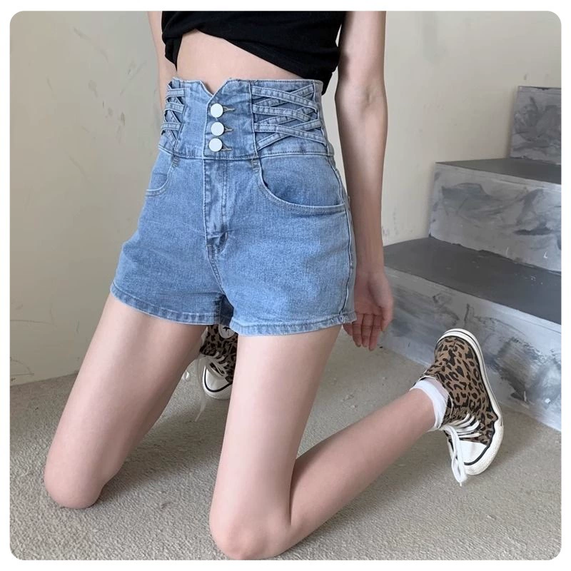 Юбка джинсовая летняя, шорты, брюки, Oversize, свободный крой, для женщин плюс-сайз, высокая талия, А-силуэт