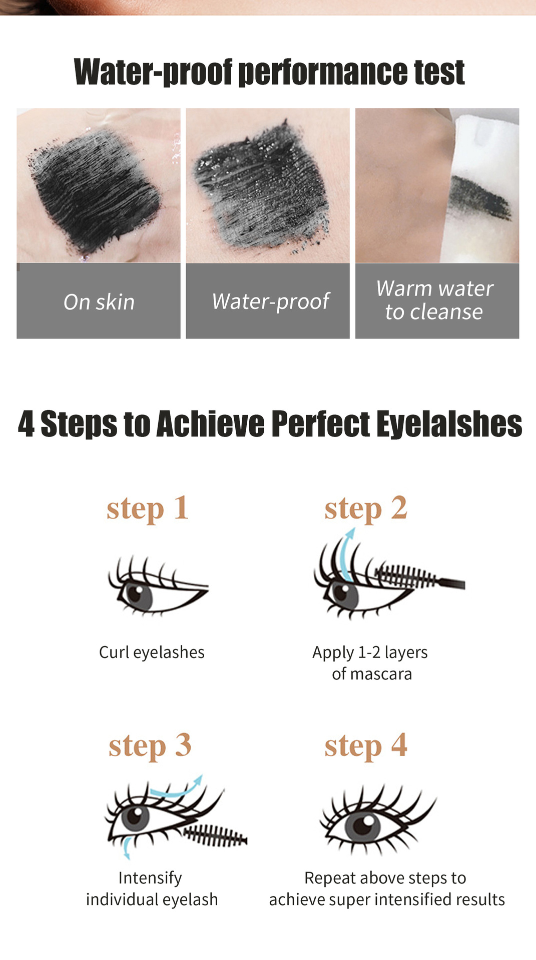 HelloKiss Dual-Effect 4D Mascara 2-in-1: Long, Curly, Thick, non-smudging, waterproof Mascara for Cross-border use undefined