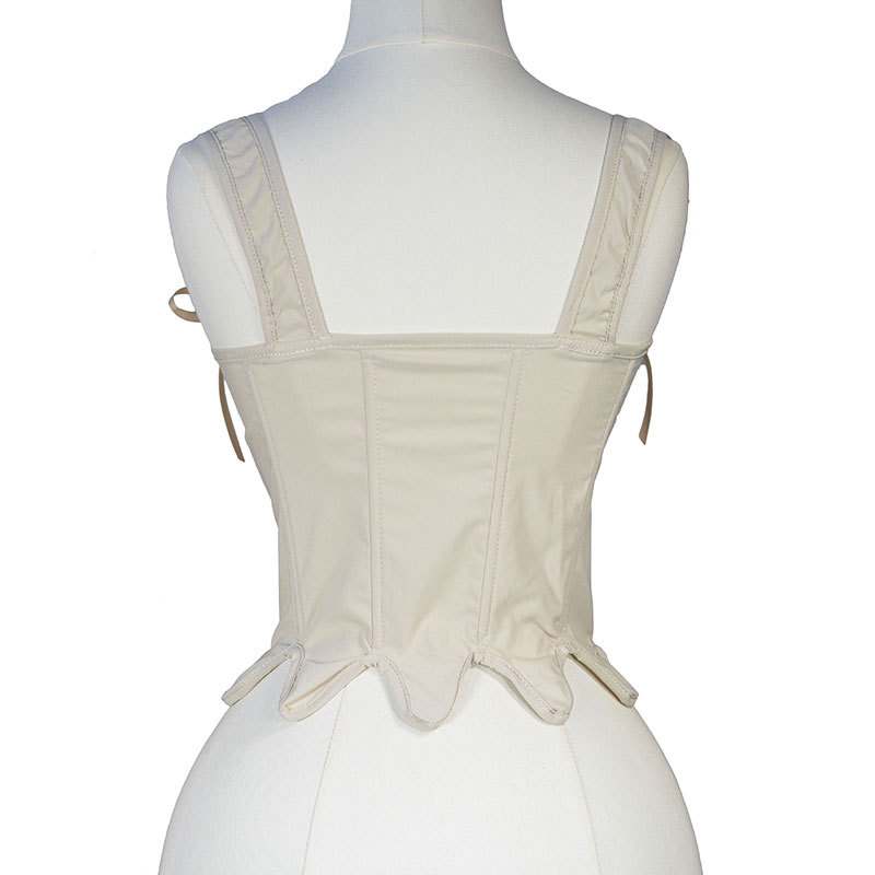 21175 Slim sarga algodón comercio exterior ropa de mujer verano nueva moda corbata delantera cintura de espina de pescado slim sin mangas