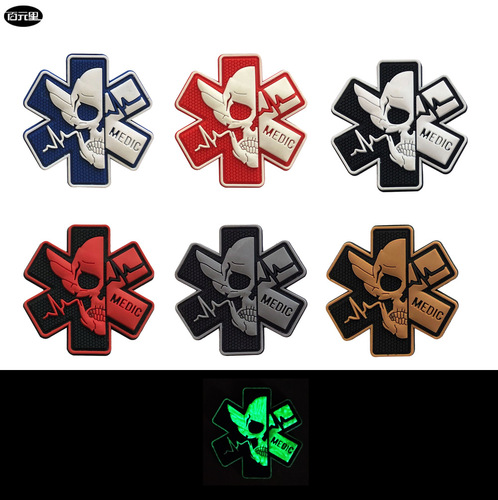 MEDIC skull medical armband morale badge Velcro rescue badge PVC medal waterproof no-wash