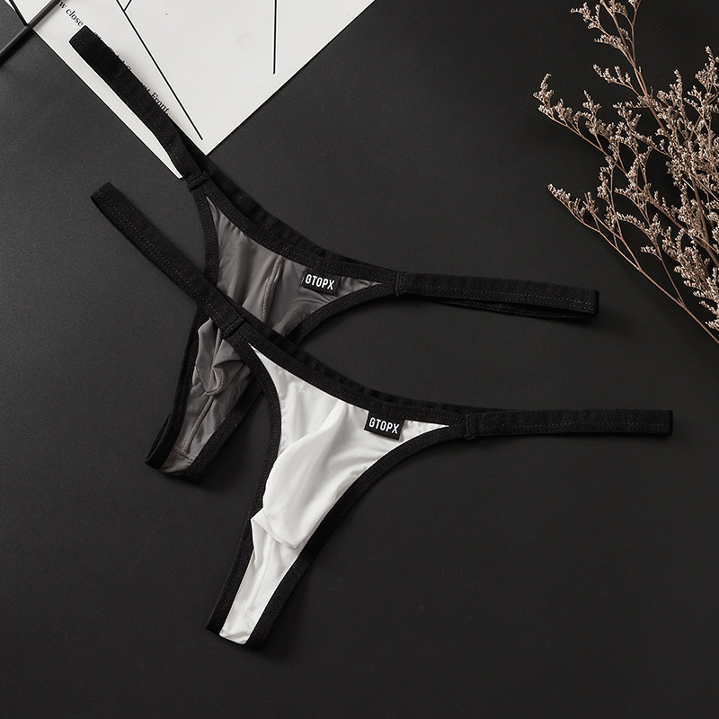 Gtopxman Low-Waist Men's Ice Silk U-Convex Sexy Underwear Amazon European and American Single Thong