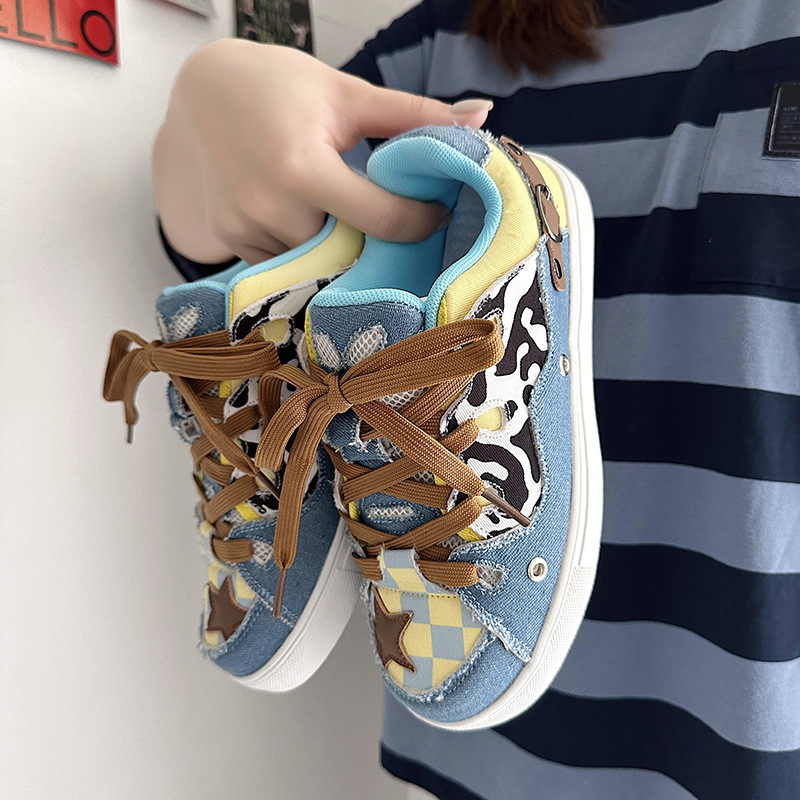 sommar andas canvas amerikansk college stil färg kontrast bröd skateboard skor för och_voghion.com