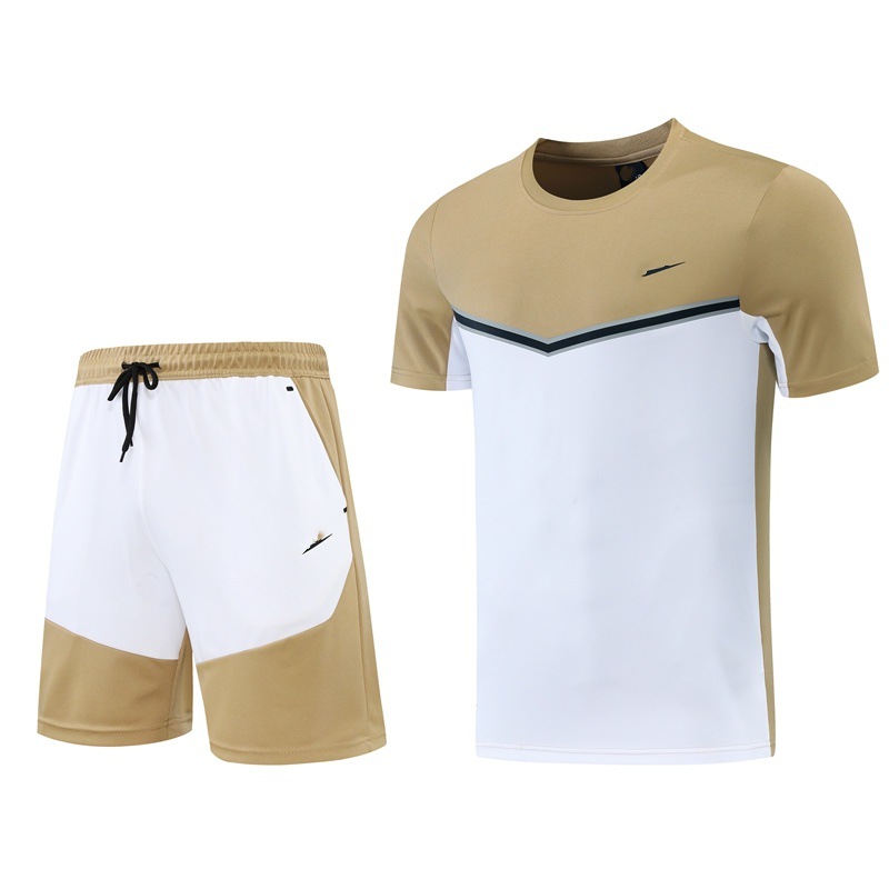 Camiseta de fútbol, cuello redondo, traje deportivo de manga corta, pantalones cortos de fitness de verano, traje de baloncesto de dos piezas