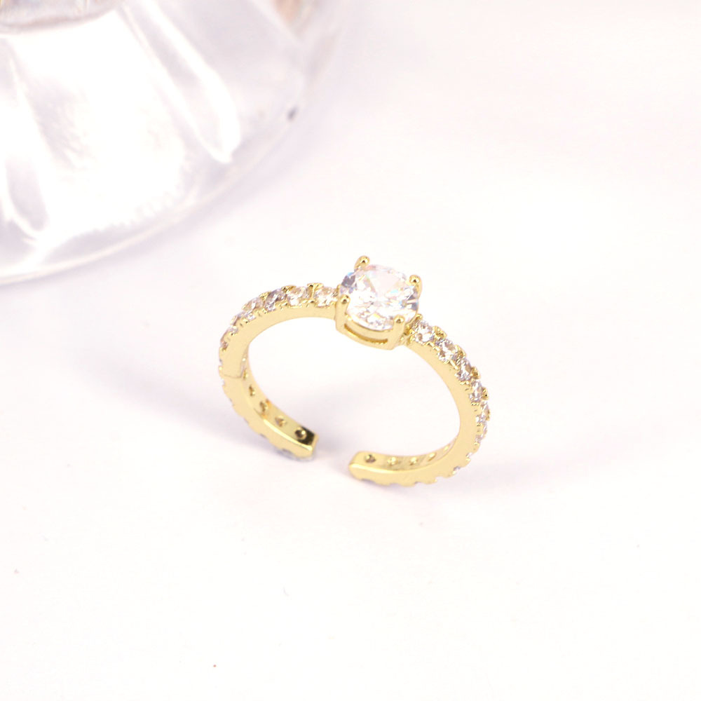 new style round Copper Plating 18K Gold Zircon open Ring