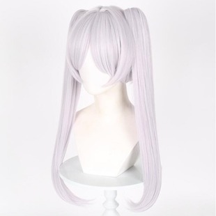 Fu Lilian Fu Lilian cos wig simulated scalp top silver white double ponytail cos wig