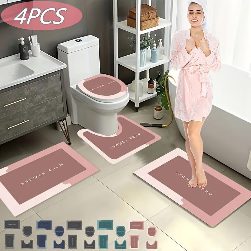 跨境浴室地垫吸水防滑脚垫耐脏好打理四件套组合硅藻泥地垫可批发